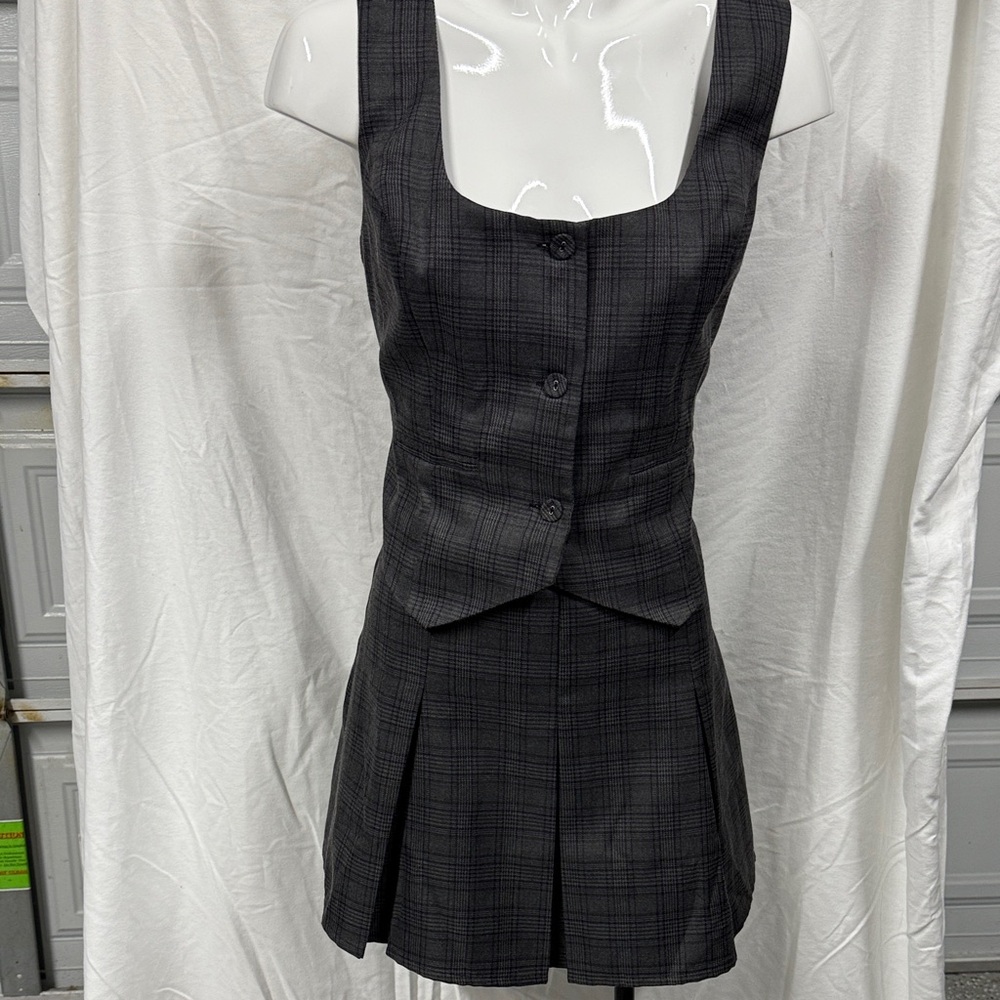 Lush Gray and Black Plaid Garment